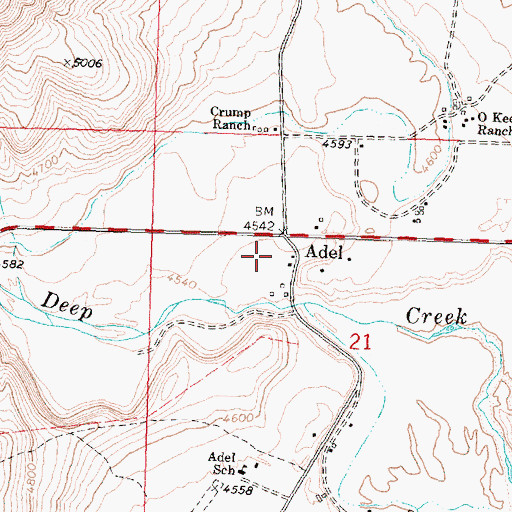 Topographic Map of Adel Post Office, OR
