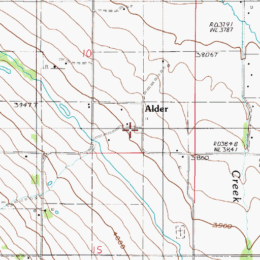 Topographic Map of Alder Post Office (historical), OR