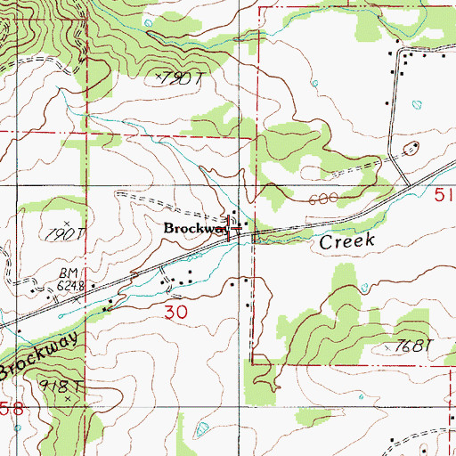 Topographic Map of Brockway Post Office (historical), OR