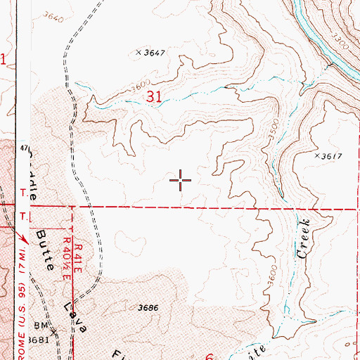 Topographic Map of Bully Post Office (historical), OR