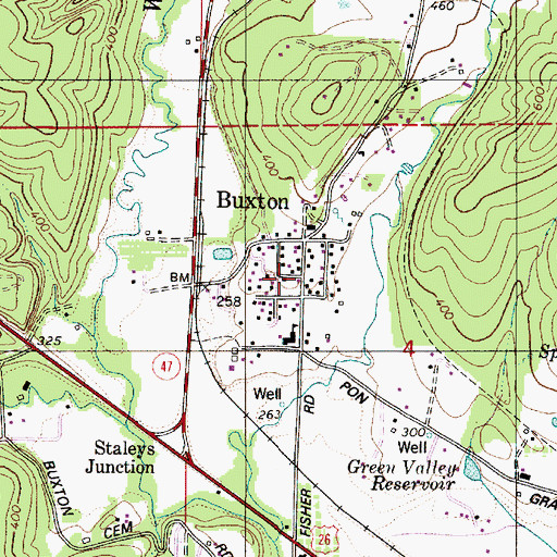 Topographic Map of Buxton Post Office, OR
