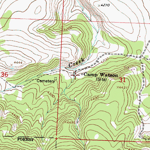 Topographic Map of Camp Watson Post Office (historical), OR