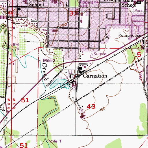Topographic Map of Carnation Post Office (historical), OR