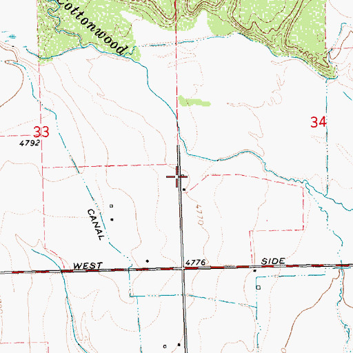 Topographic Map of Cottonwood Post Office (historical), OR