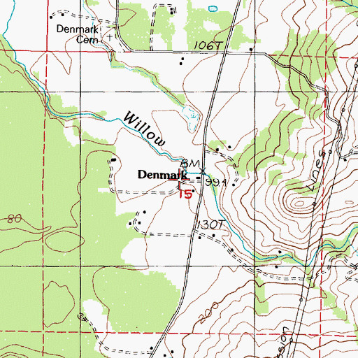 Topographic Map of Denmark Post Office (historical), OR