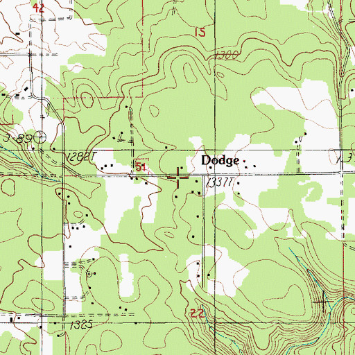 Topographic Map of Dodge Post Office (historical), OR