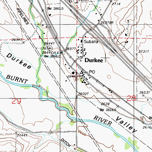 Topographic Map of Durkee Post Office, OR
