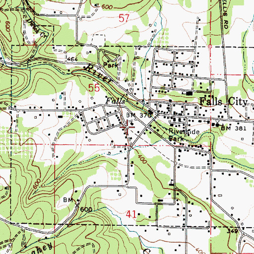 Topographic Map of Falls City Post Office, OR