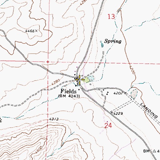 Topographic Map of Fields Post Office, OR