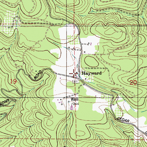 Topographic Map of Hayward Post Office (historical), OR