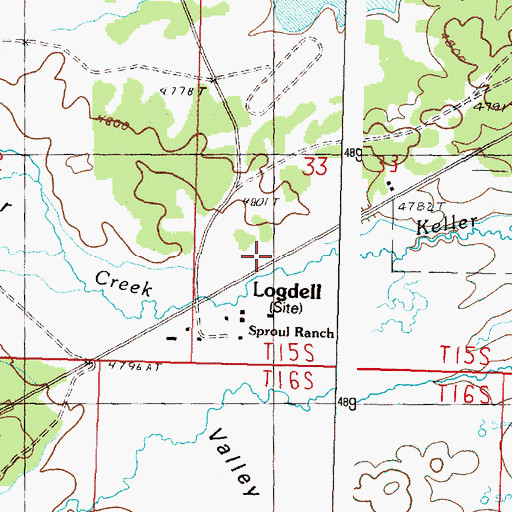Topographic Map of Logdell Post Office (historical), OR