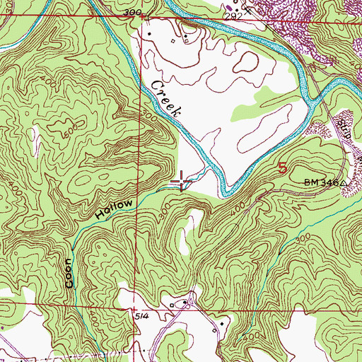Topographic Map of Coon Hollow, AL