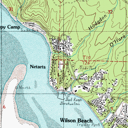Topographic Map of Netarts Post Office, OR