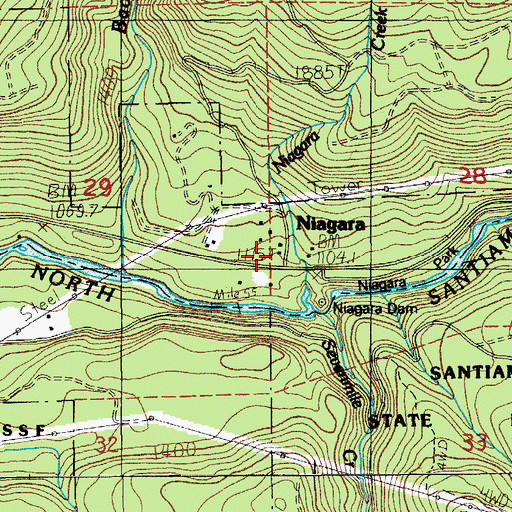 Topographic Map of Niagara Post Office (historical), OR