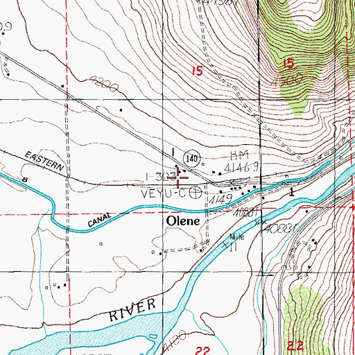 Topographic Map of Olene Post Office (historical), OR