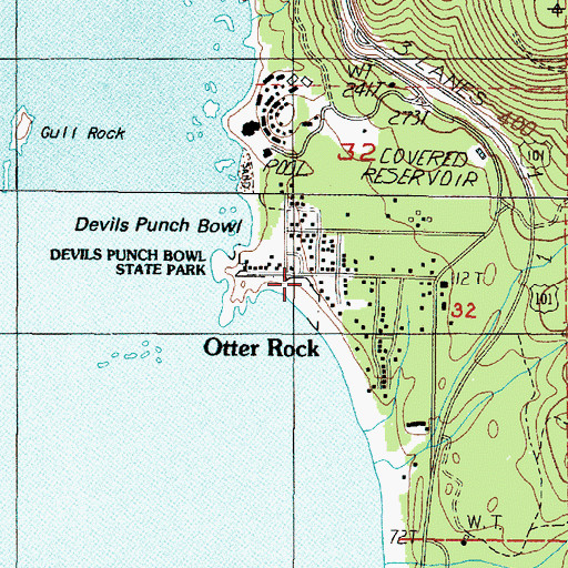 Topographic Map of Otter Rock Post Office, OR