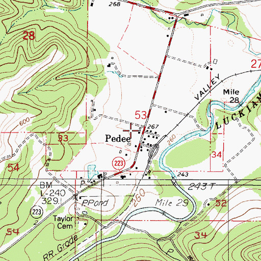 Topographic Map of Pedee Post Office (historical), OR
