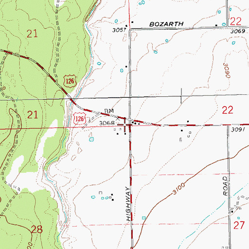 Topographic Map of Powell Butte Post Office, OR