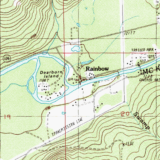 Topographic Map of Rainbow Post Office (historical), OR