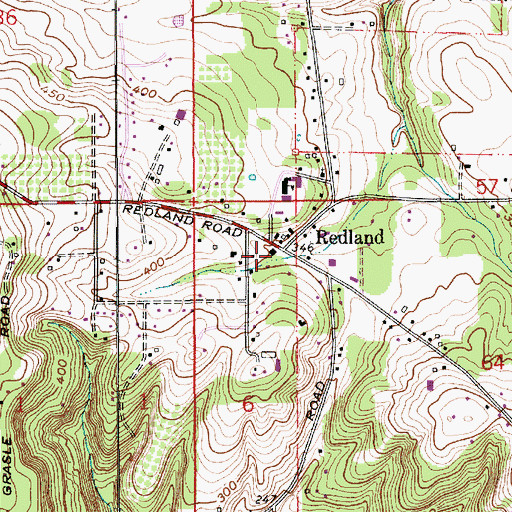 Topographic Map of Redland Post Office (historical), OR