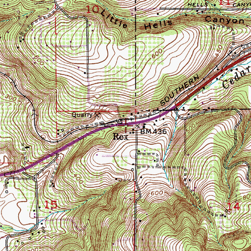 Topographic Map of Rex Post Office (historical), OR