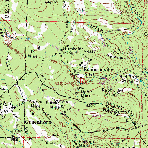 Topographic Map of Robinsonville Post Office (historical), OR