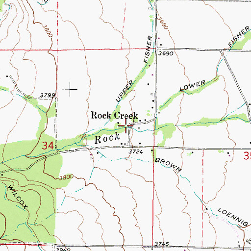 Topographic Map of Rockcreek Post Office (historical), OR