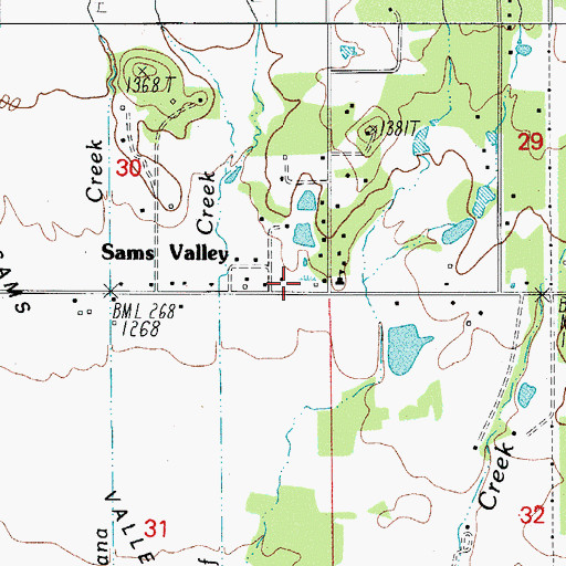 Topographic Map of Sams Valley Post Office (historical), OR