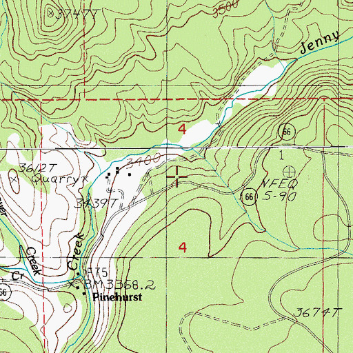 Topographic Map of Shake Post Office (historical), OR