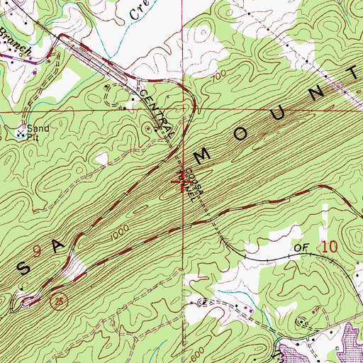 Topographic Map of Coosa Mountain, AL