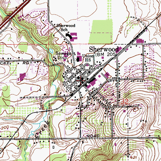 Topographic Map of Sherwood Post Office, OR