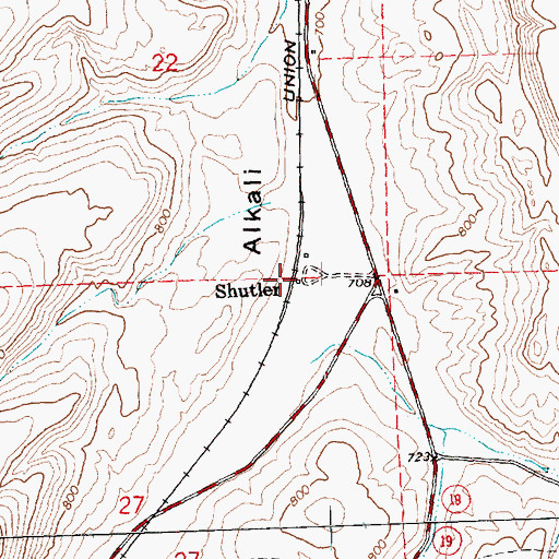 Topographic Map of Shutler Post Office (historical), OR