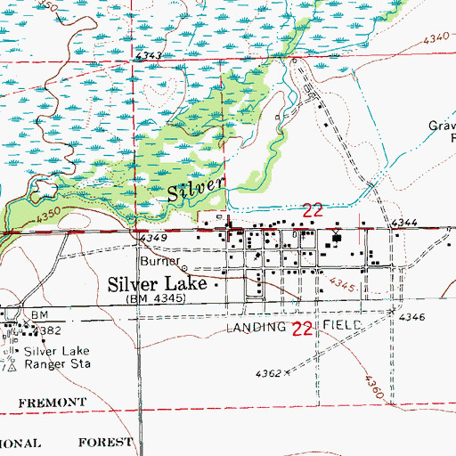 Topographic Map of Silver Lake Post Office, OR