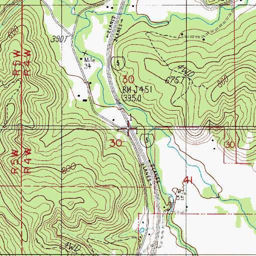Topographic Map of Stacey Post Office (historical), OR