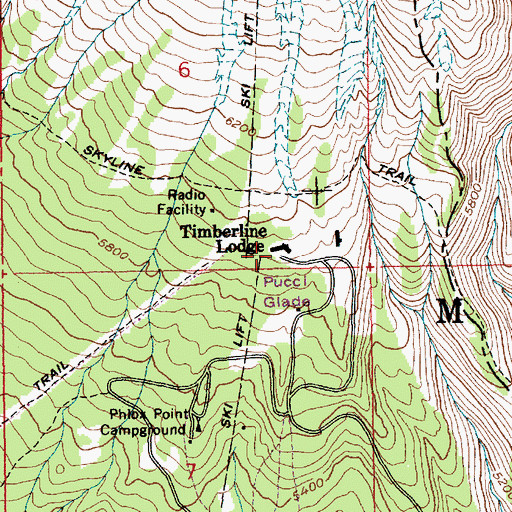 Topographic Map of Timberline Lodge Post Office, OR