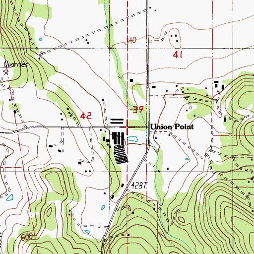 Topographic Map of Union Point Post Office (historical), OR