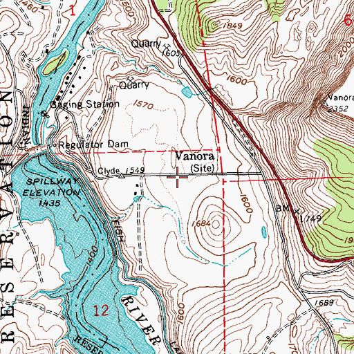 Topographic Map of Vanora Post Office (historical), OR