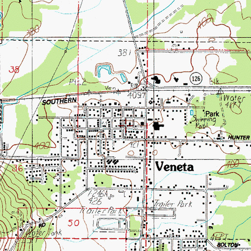 Topographic Map of Veneta Post Office, OR