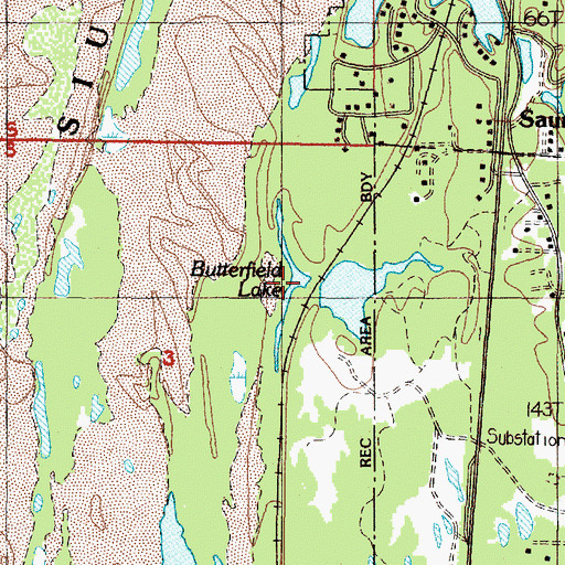 Topographic Map of Butterfield (historical), OR