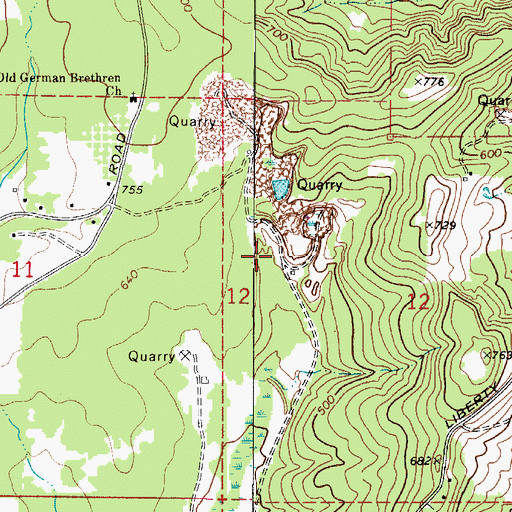 Topographic Map of Buman Quarry (historical), OR