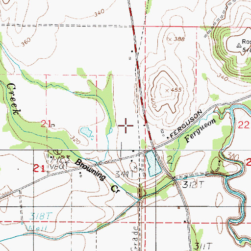 Topographic Map of Ferguson (historical), OR