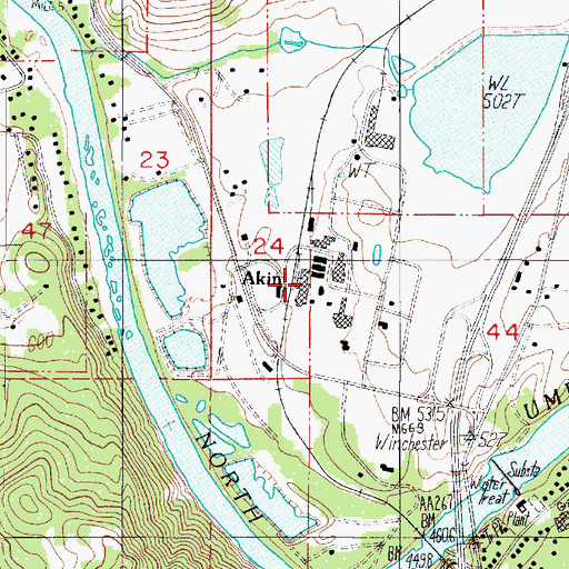 Topographic Map of Akin (historical), OR