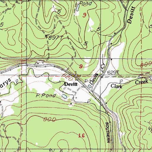 Topographic Map of Devitt, OR