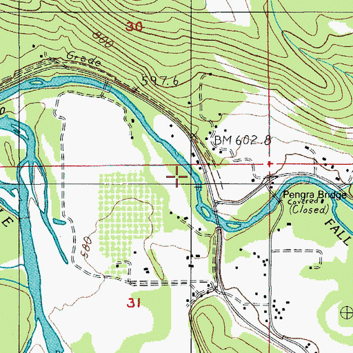 Topographic Map of Fall Creek Station, OR