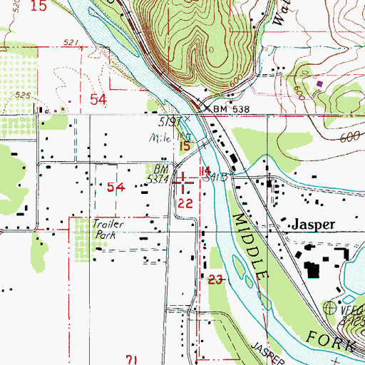 Topographic Map of Jasper, OR