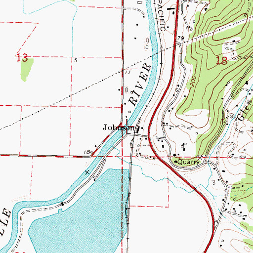 Topographic Map of Johnson (historical), OR