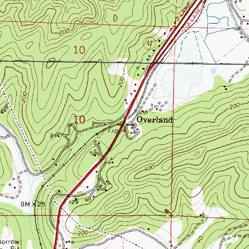 Topographic Map of Overland, OR