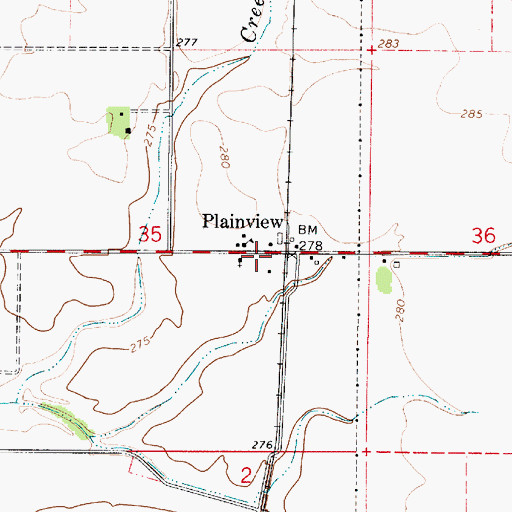 Topographic Map of Plainview, OR