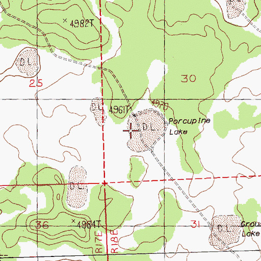 Topographic Map of Porcupine Lake, OR