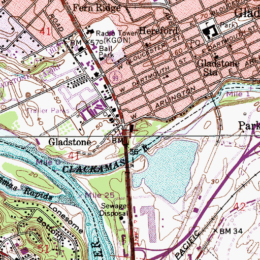 Topographic Map of Cross Memorial City Park, OR
